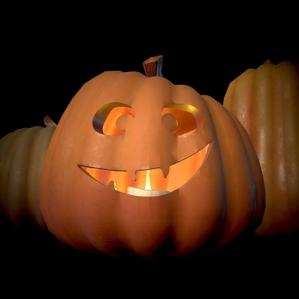 Jack-o-lanterns halloween pumpkins Low-poly 3D model_9
