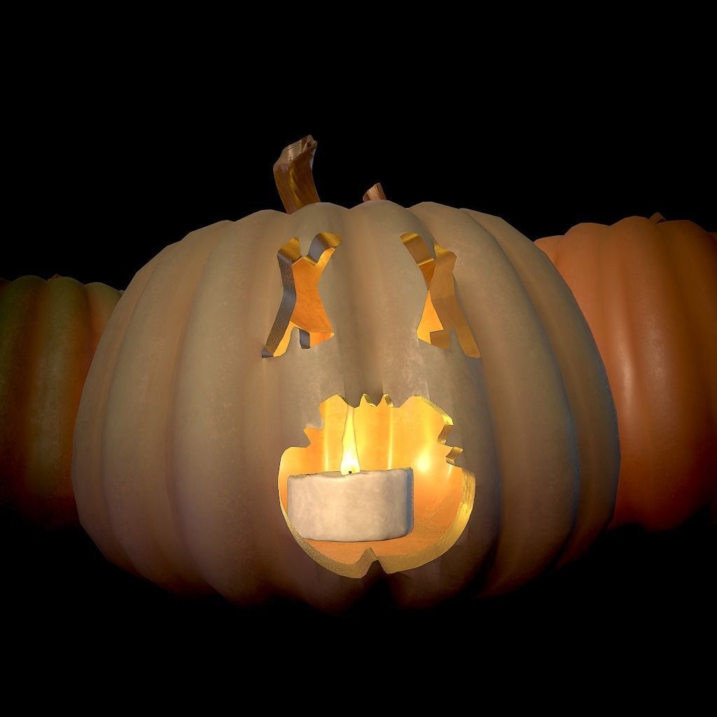 Jack-o-lanterns halloween pumpkins Low-poly 3D model_10