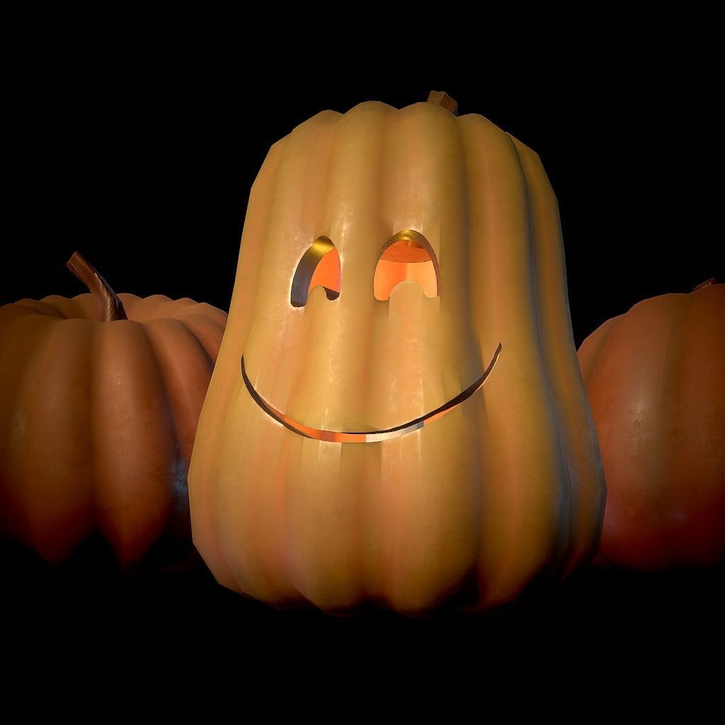 Jack-o-lanterns halloween pumpkins Low-poly 3D model_8