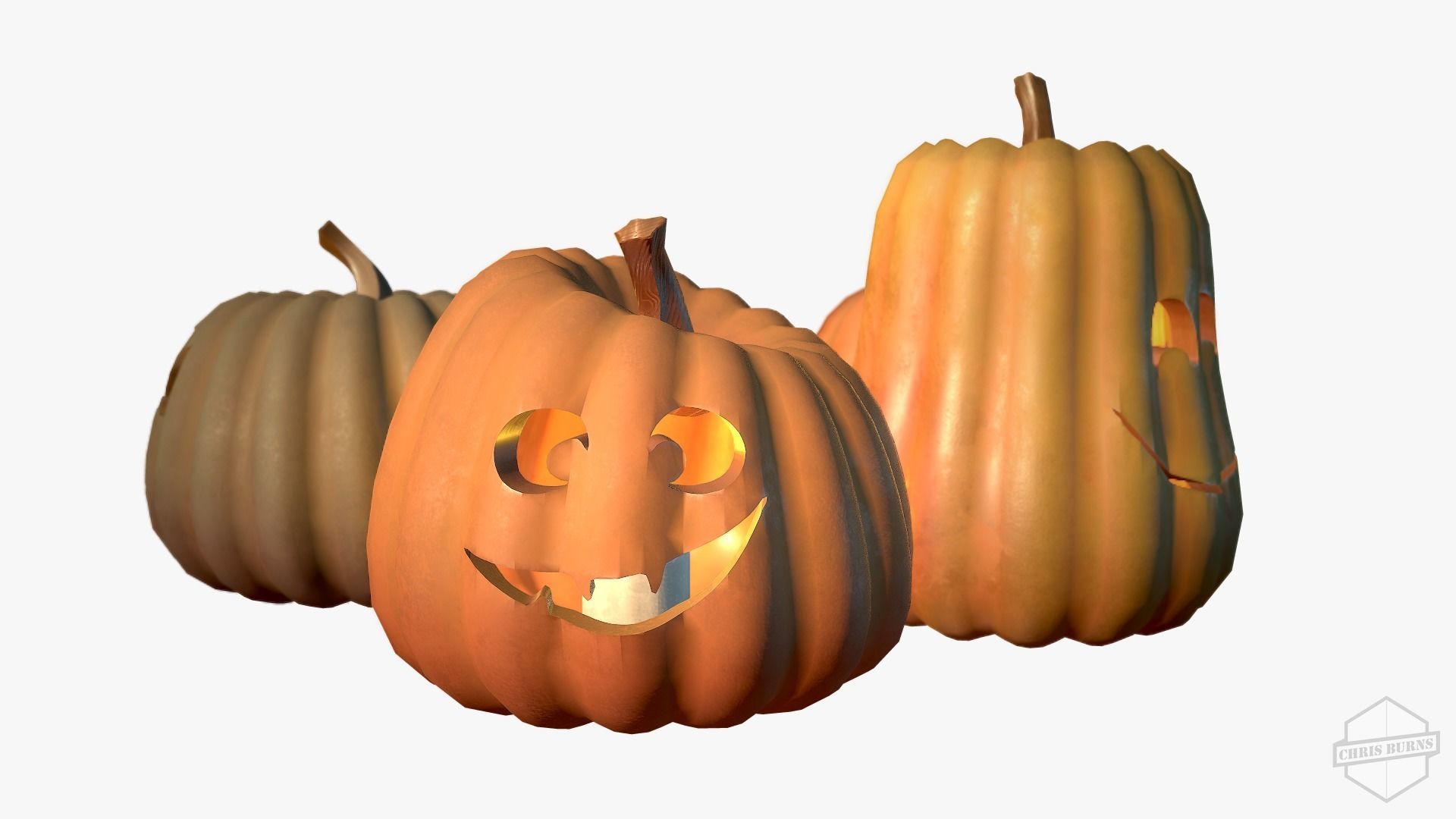 Jack-o-lanterns halloween pumpkins Low-poly 3D model_5
