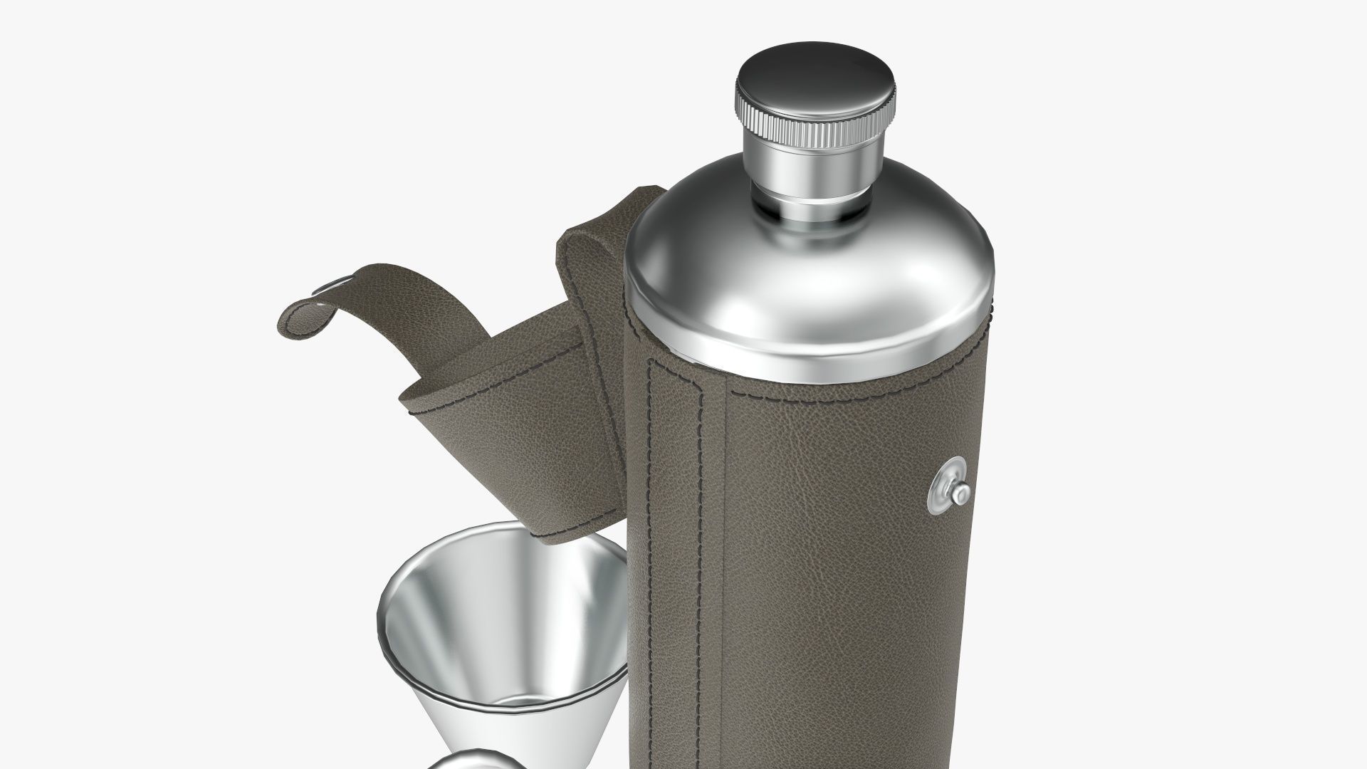 Flask with glasses leather cover opened 3D model_2