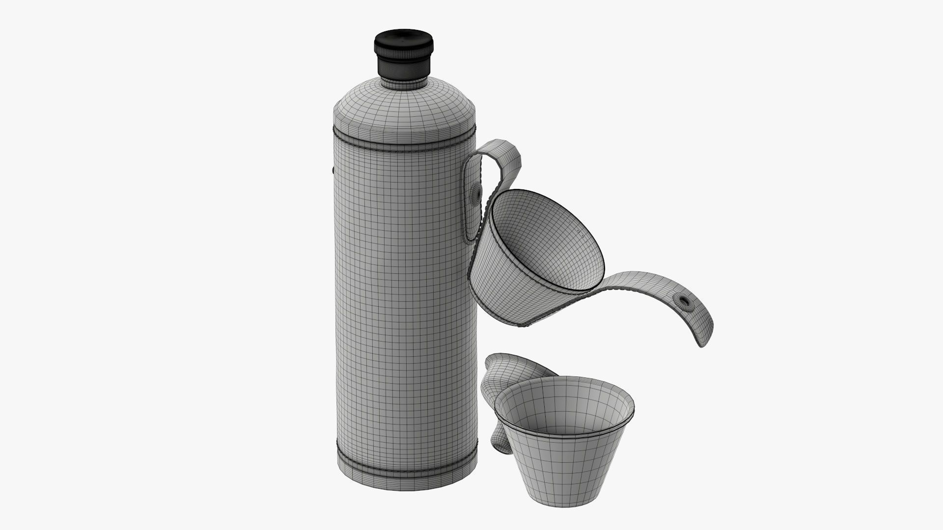 Flask with glasses leather cover opened 3D model_8