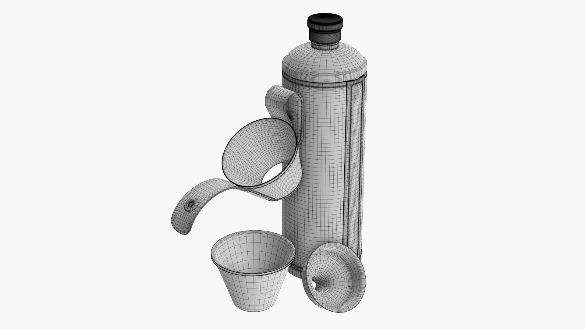 Flask with glasses leather cover opened 3D model_5