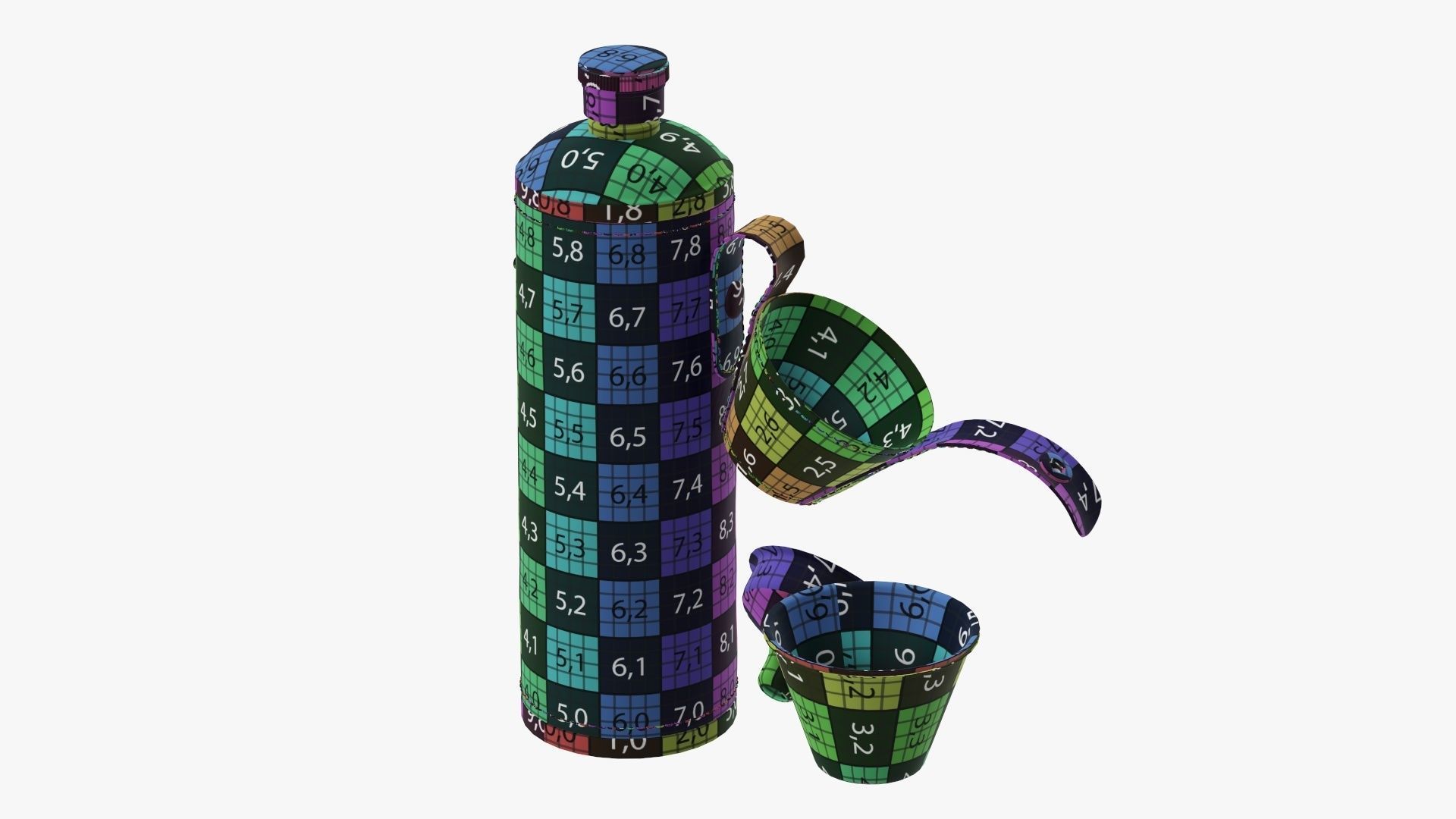 Flask with glasses leather cover opened 3D model_13