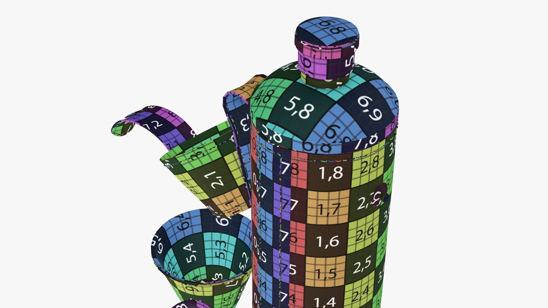 Flask with glasses leather cover opened 3D model_12