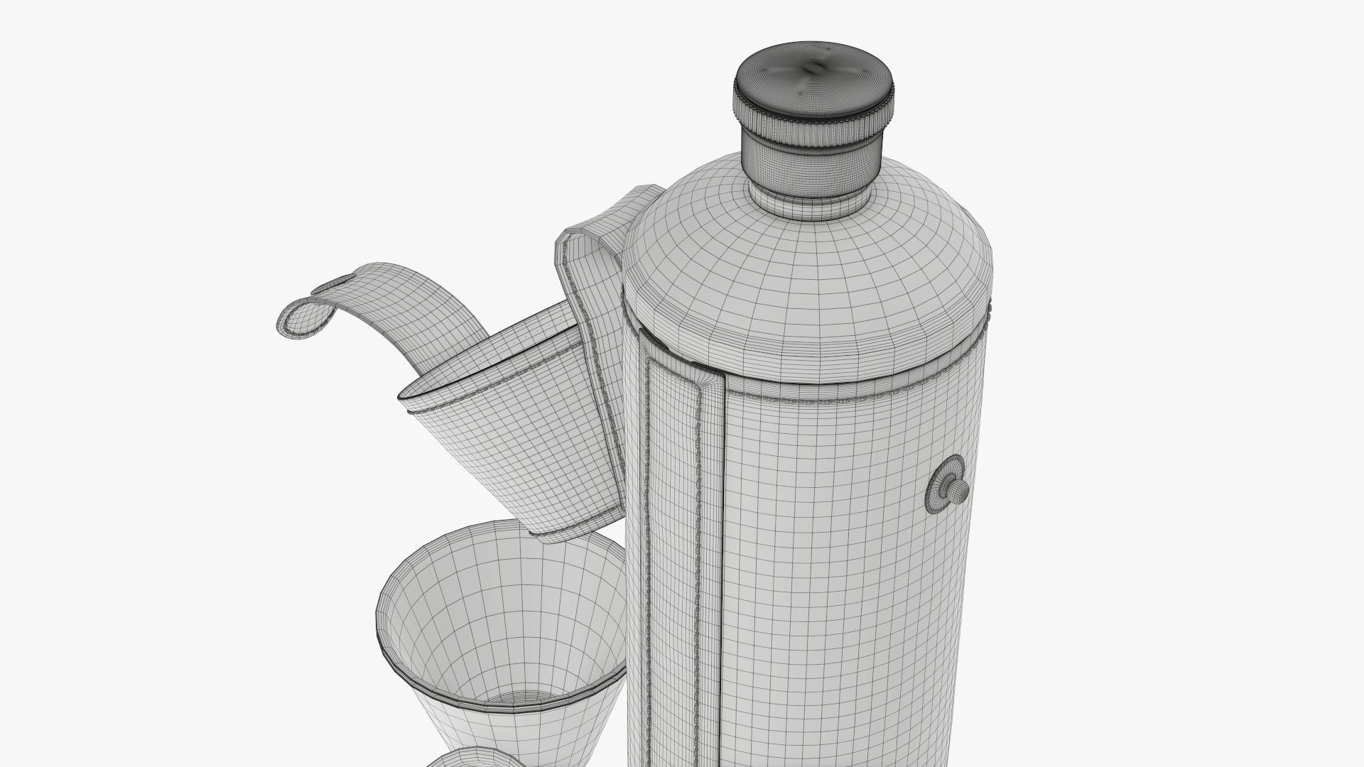 Flask with glasses leather cover opened 3D model_7