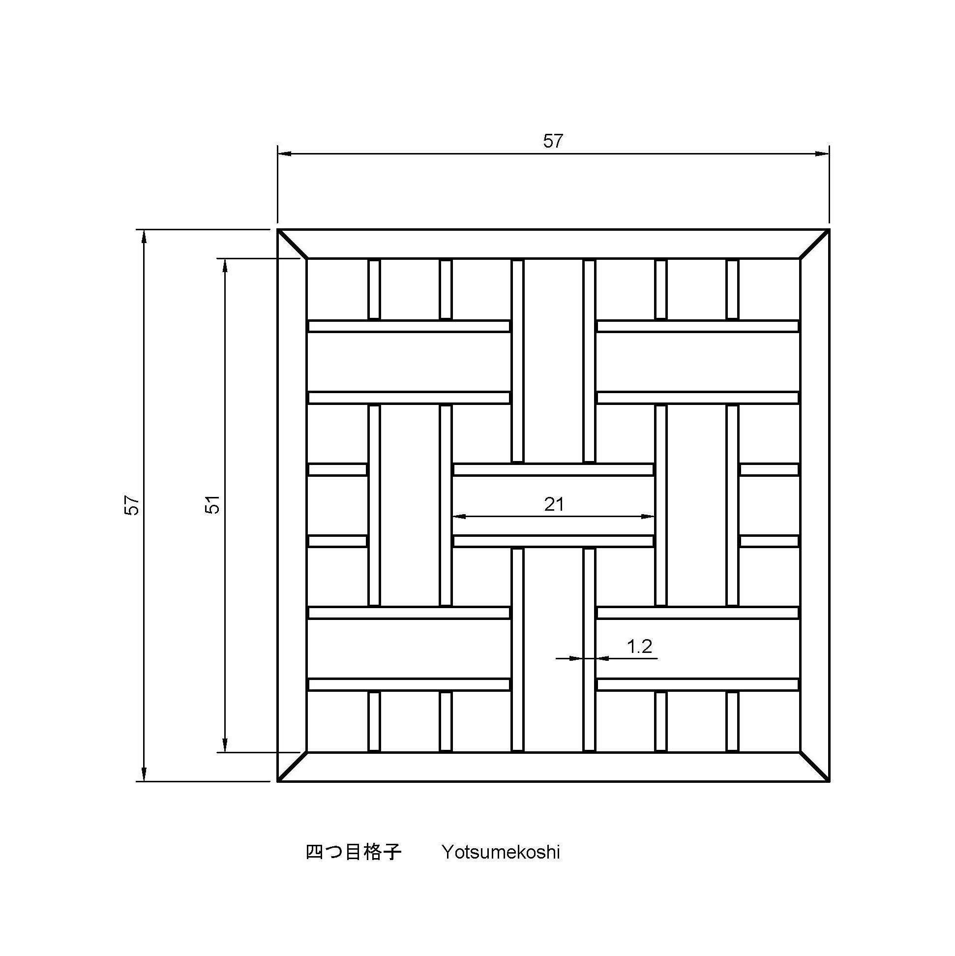 Yotsumekoshi wooden lattice frame with squares 3D print model_1