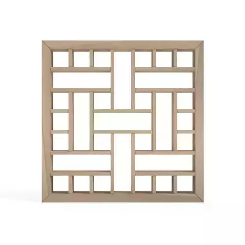 Yotsumekoshi wooden lattice frame with squares 3D print model