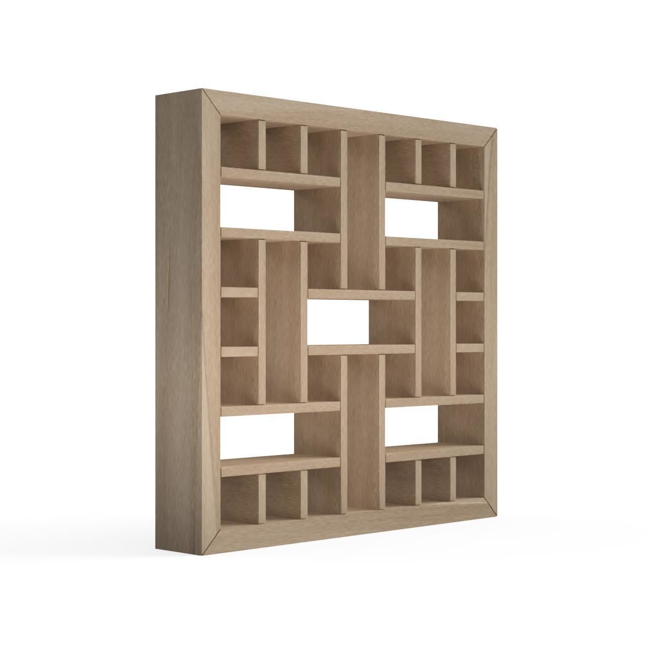 Yotsumekoshi wooden lattice frame with squares 3D print model_2
