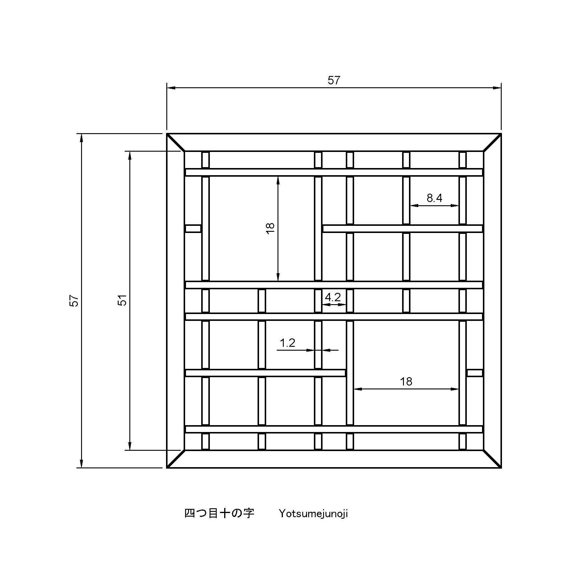 Yotsumejunoji wooden frame with squares 3D print model_1
