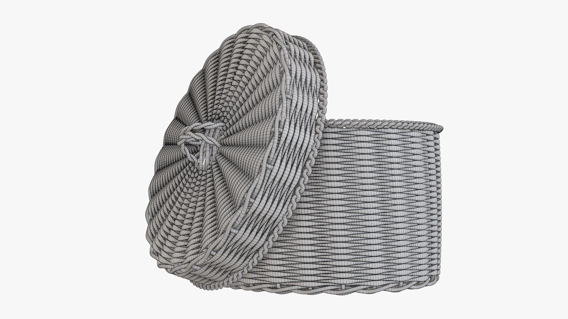 Medium wicker box 3D model_6