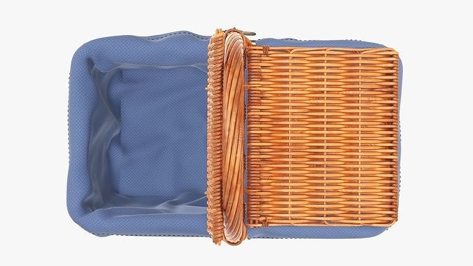 Picnic wicker basket empty  3D model 6