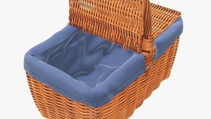 Picnic wicker basket empty  3D model 4