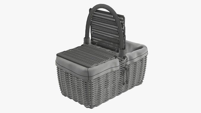 Picnic wicker basket empty  3D model 7