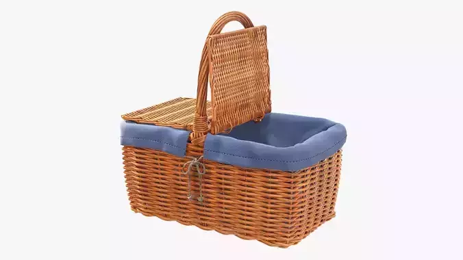 Picnic wicker basket empty  3D model