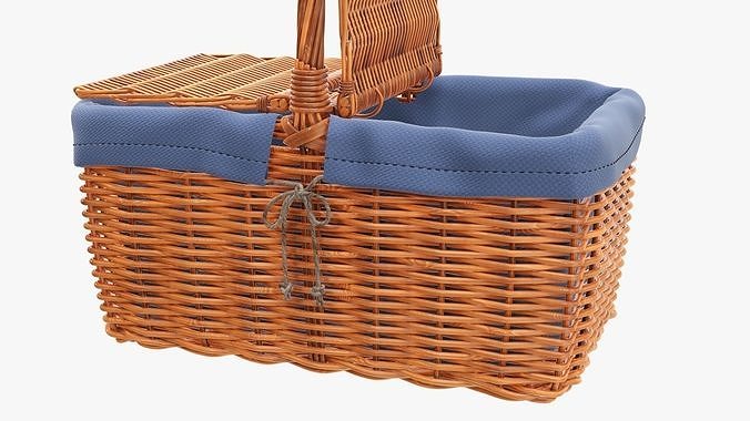 Picnic wicker basket empty  3D model 3