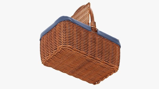 Picnic wicker basket empty  3D model 5