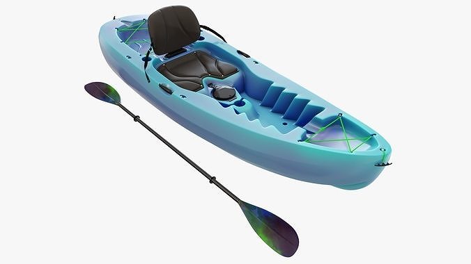 Kayak 02 and paddle 3D model