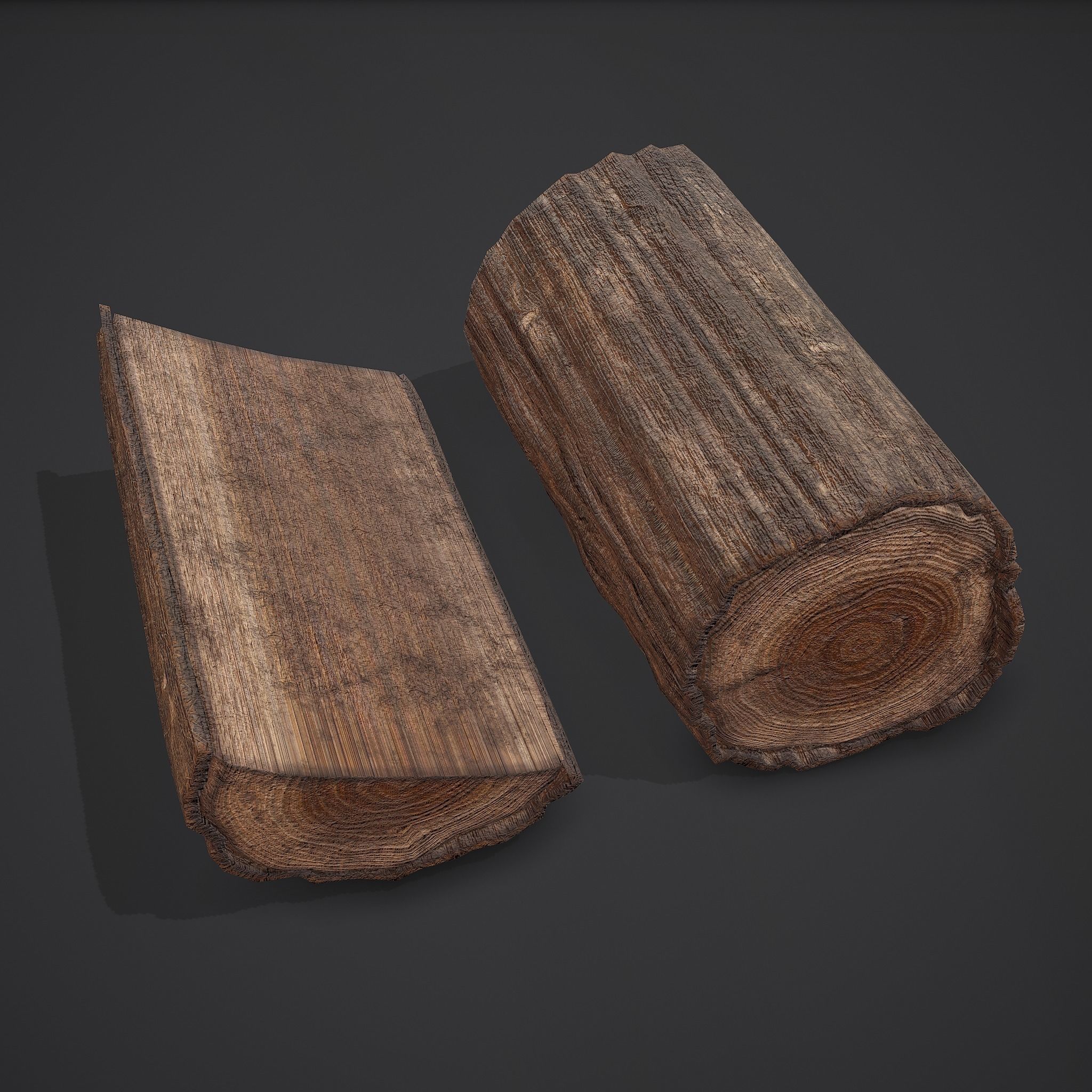 Wood Log Low-poly 3D model_22