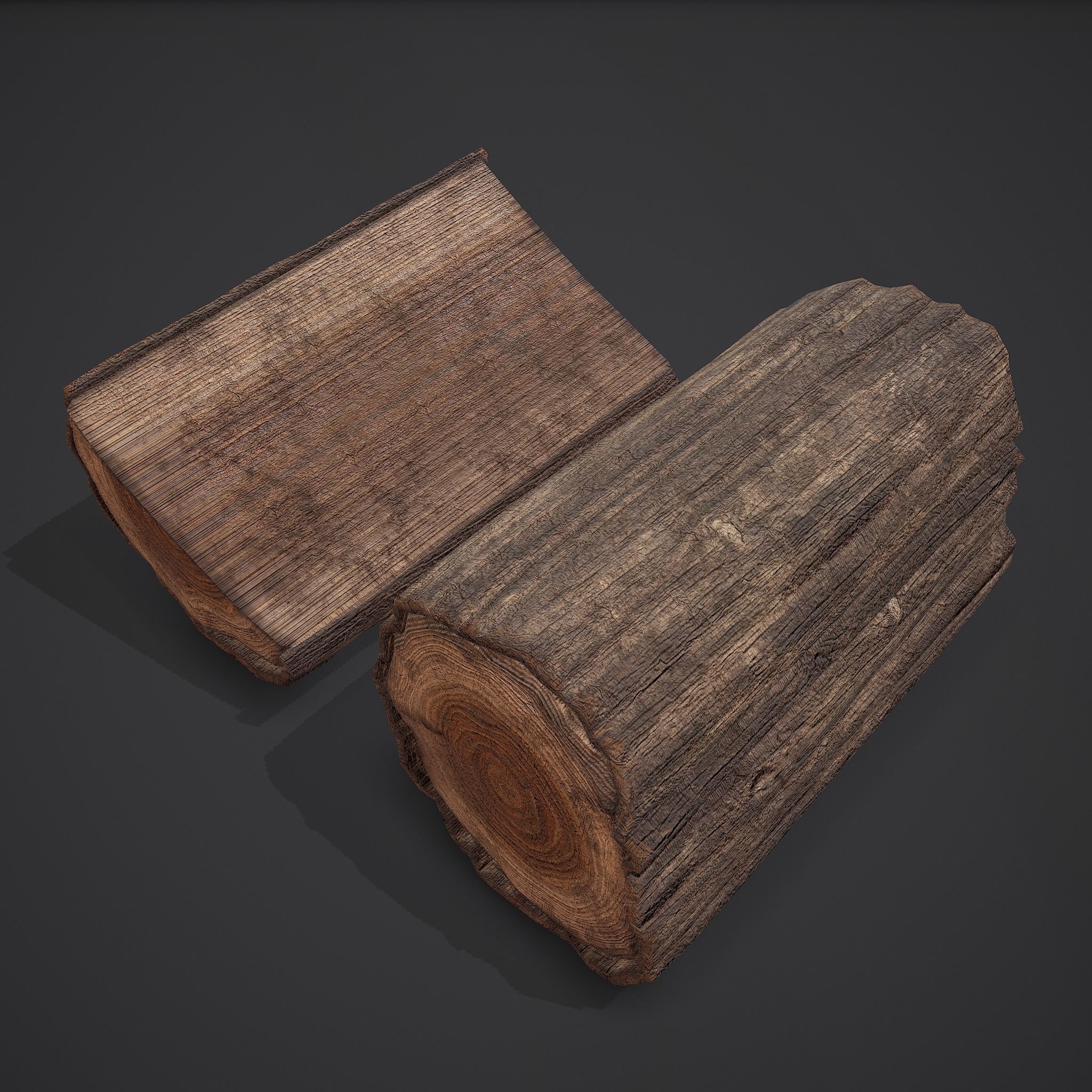 Wood Log Low-poly 3D model_3
