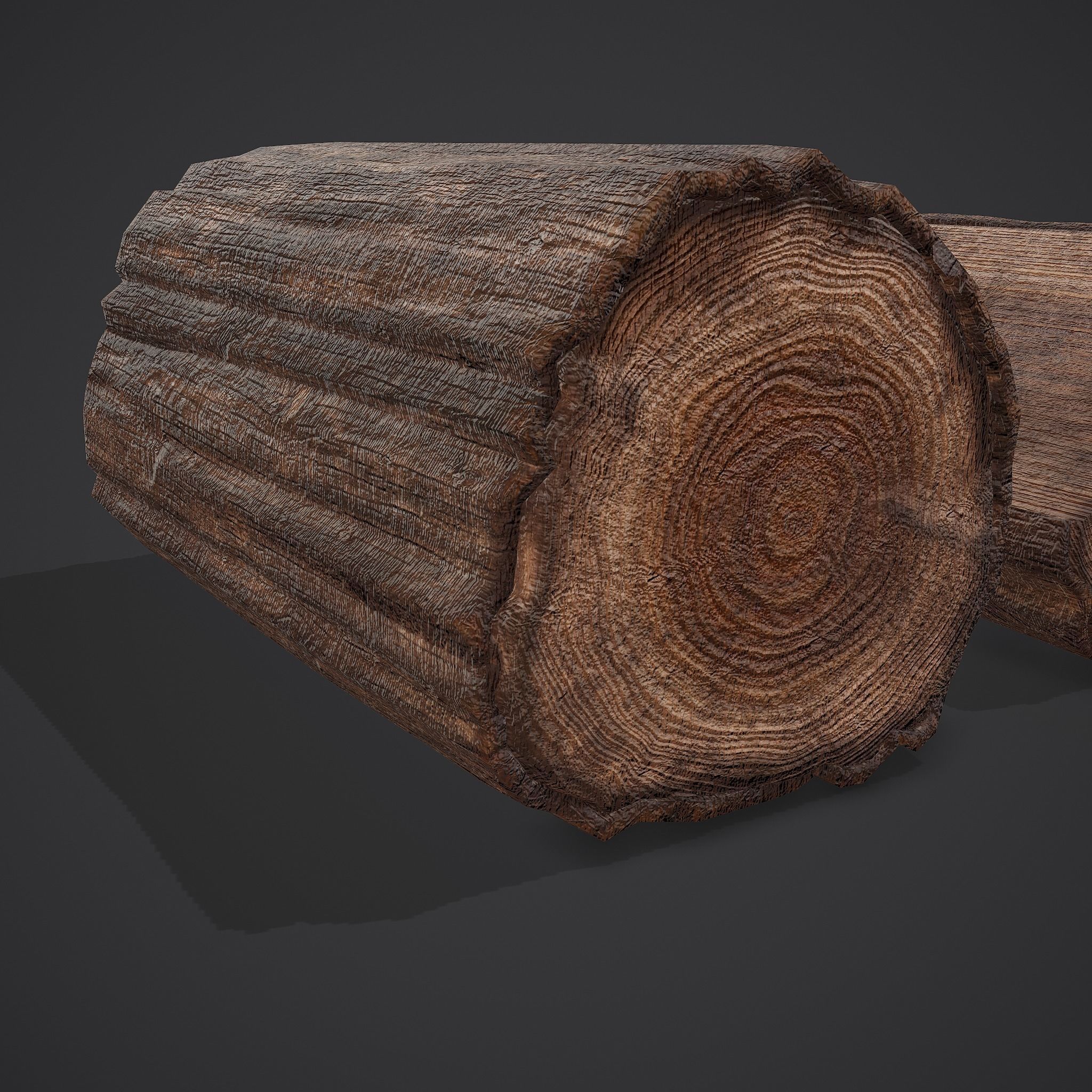 Wood Log Low-poly 3D model_9