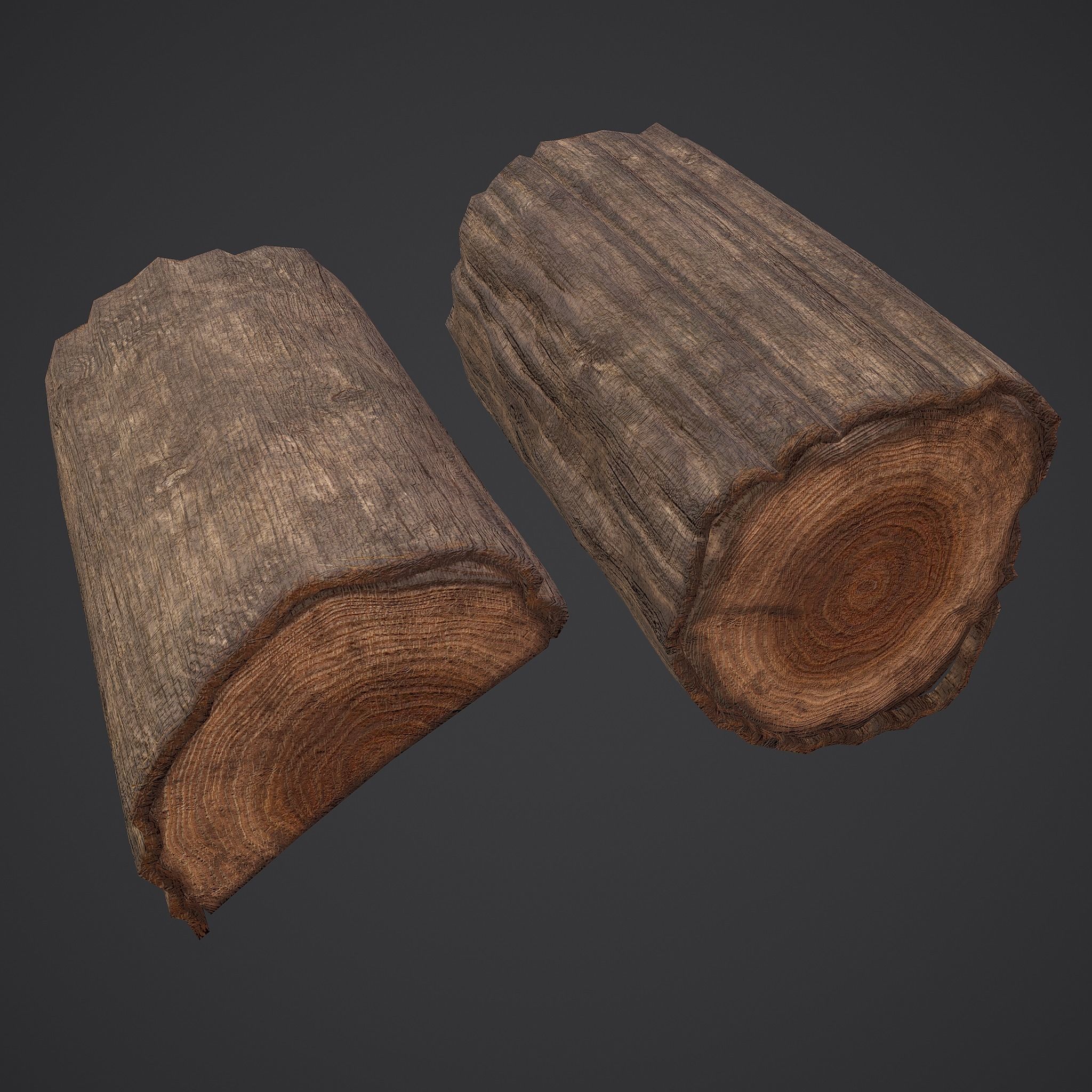 Wood Log Low-poly 3D model_20