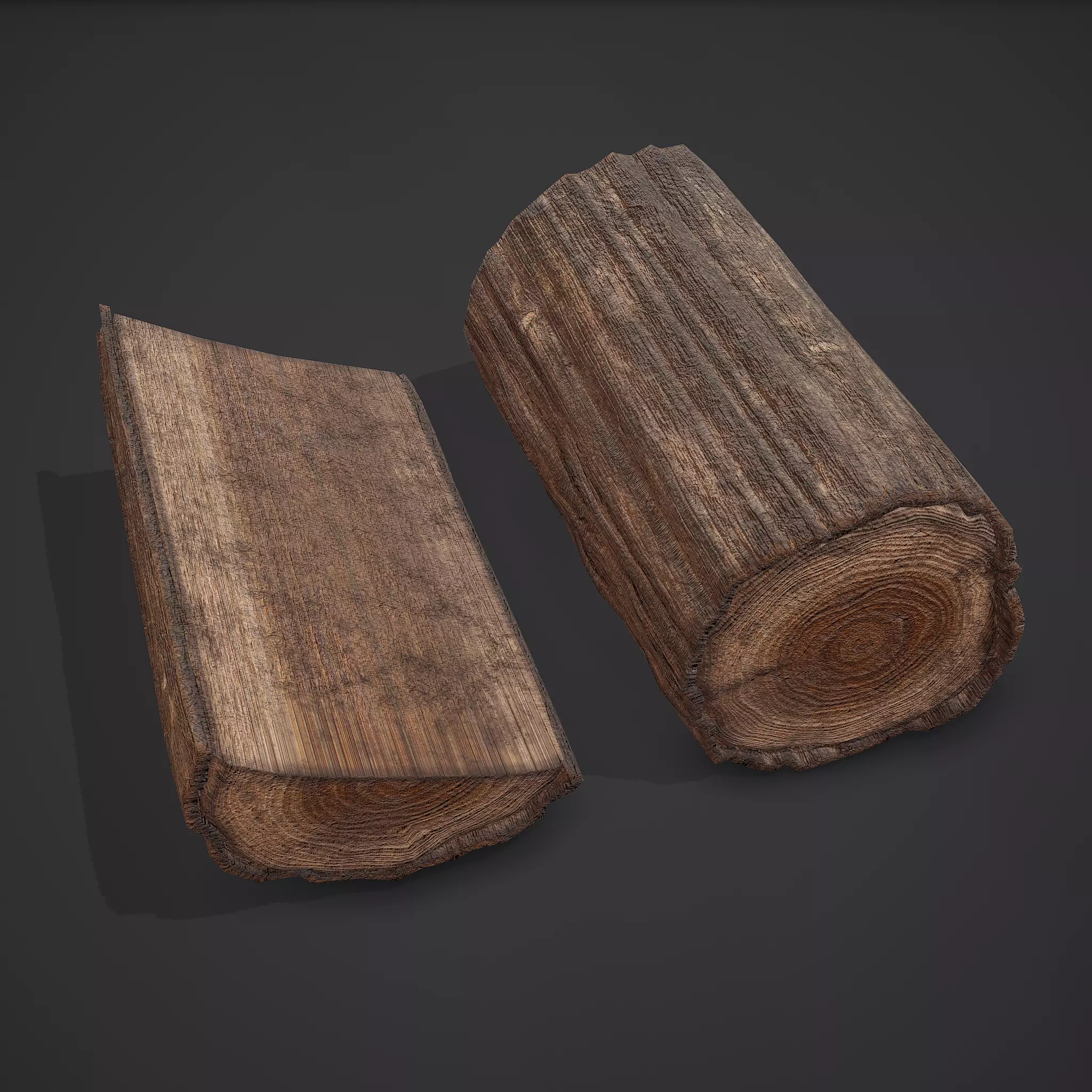 Wood Log Low-poly 3D model_0