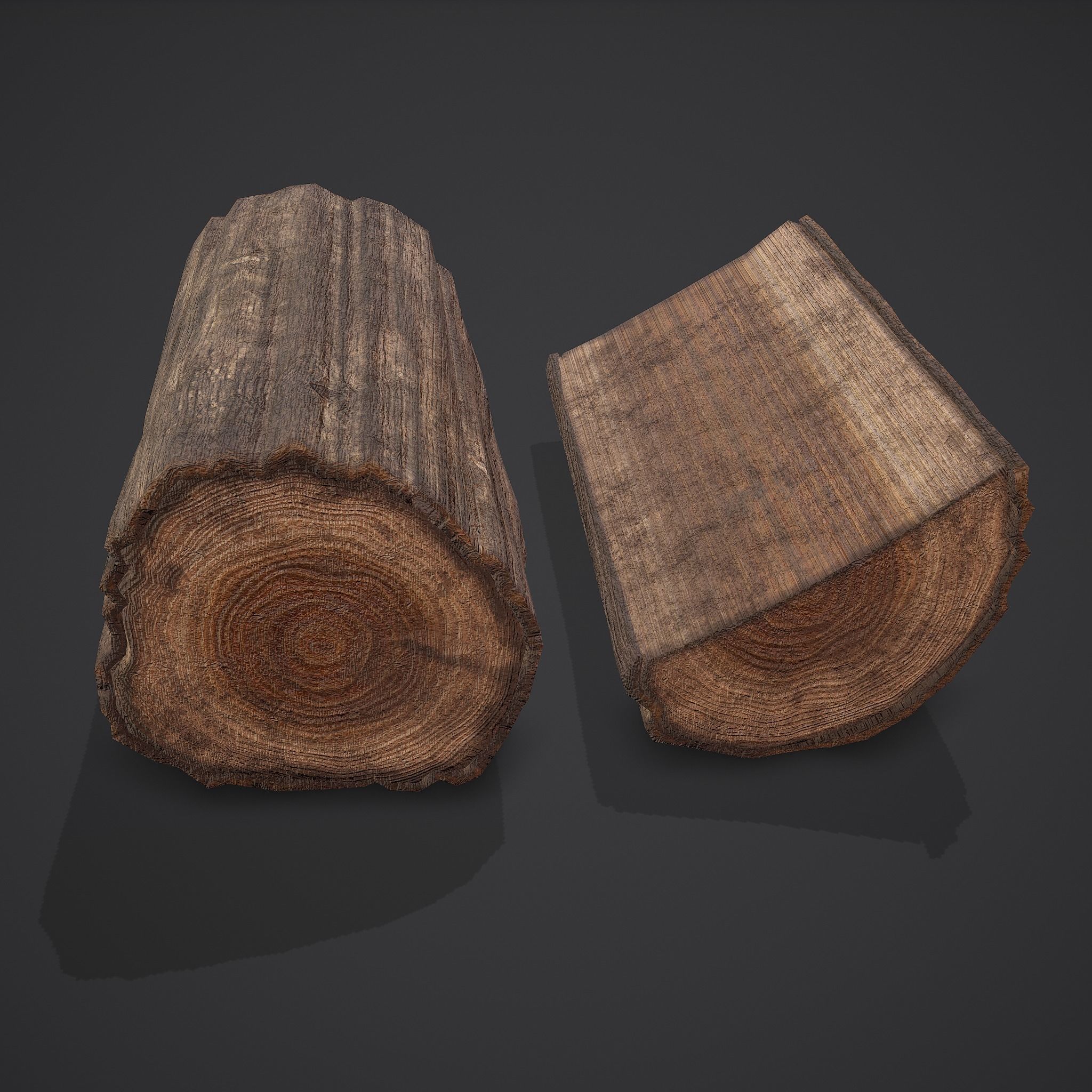 Wood Log Low-poly 3D model_2