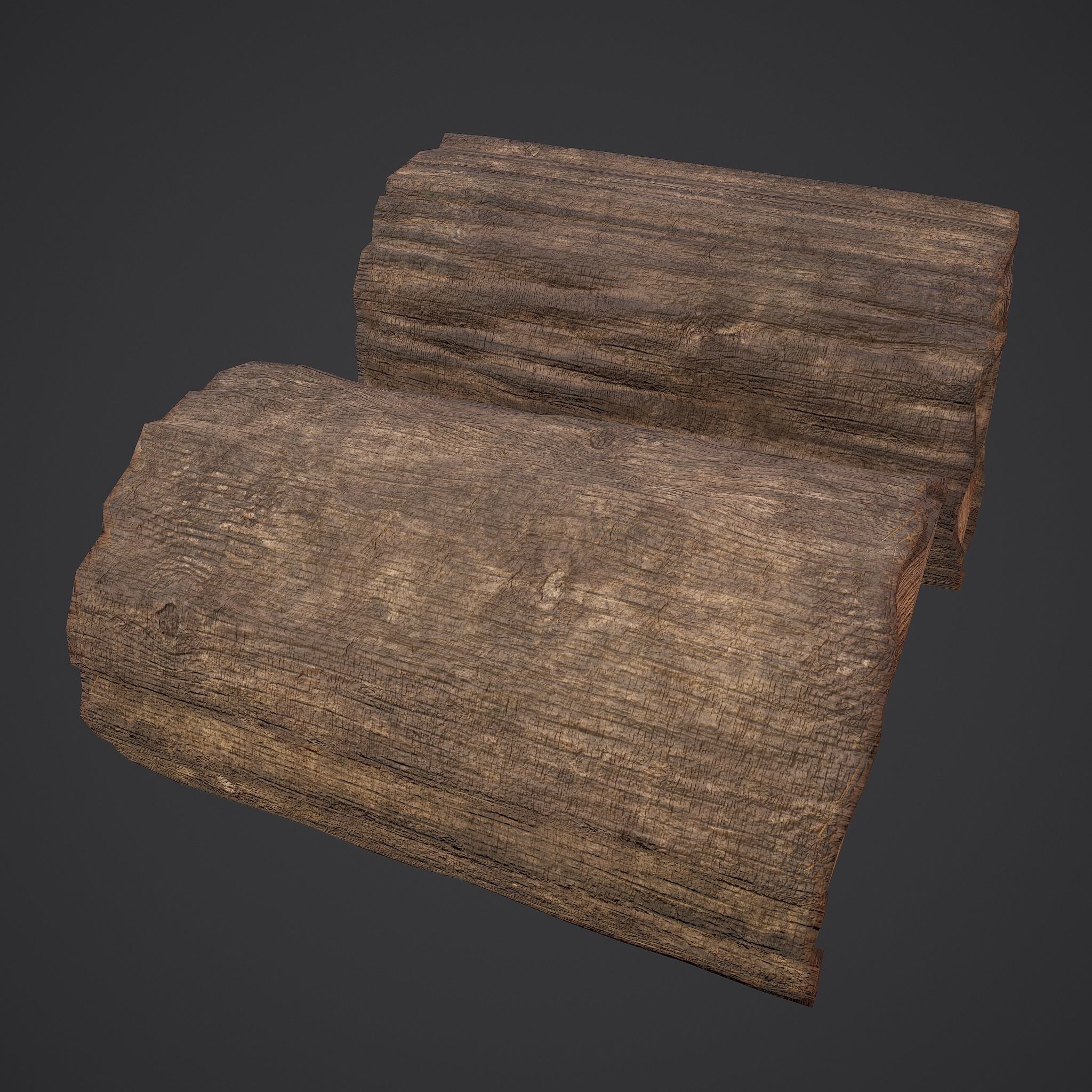 Wood Log Low-poly 3D model_15