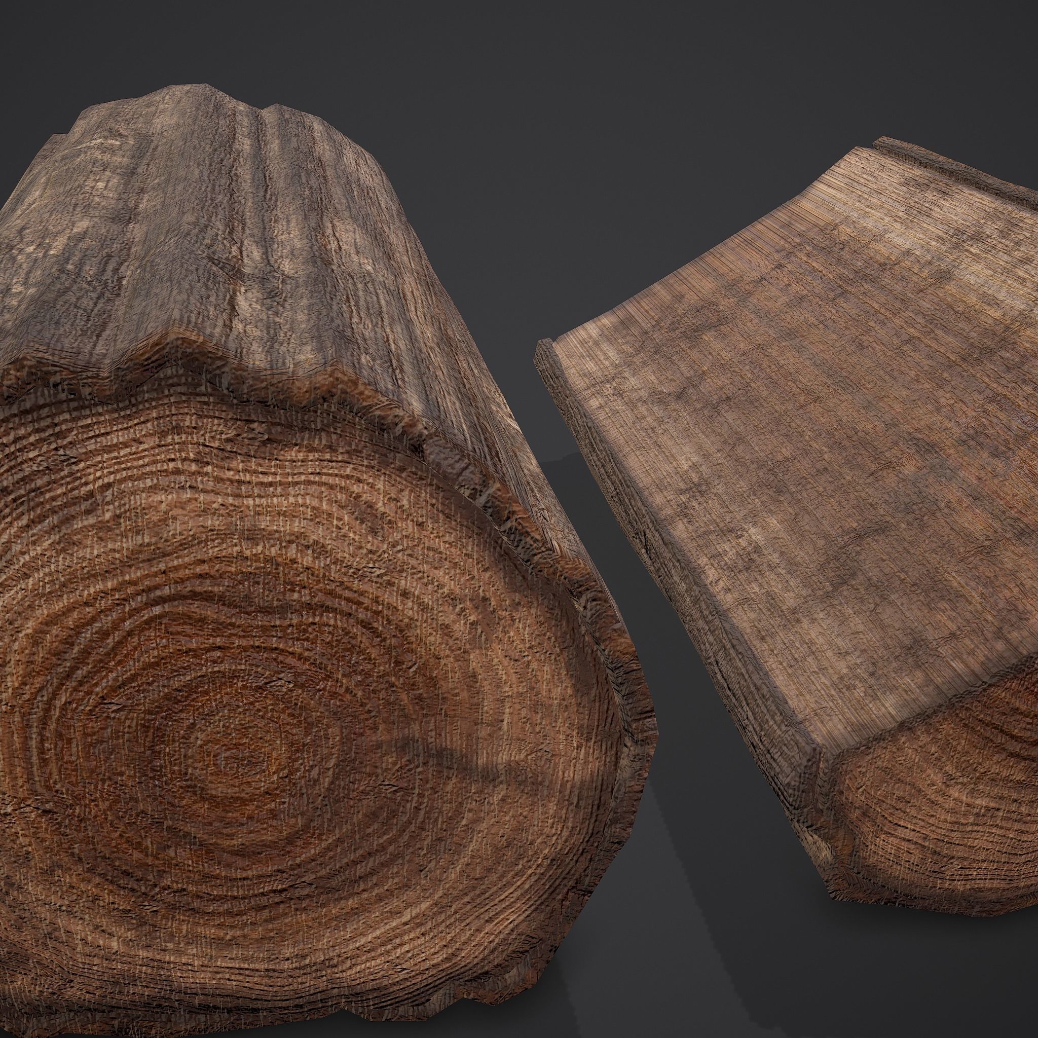Wood Log Low-poly 3D model_16