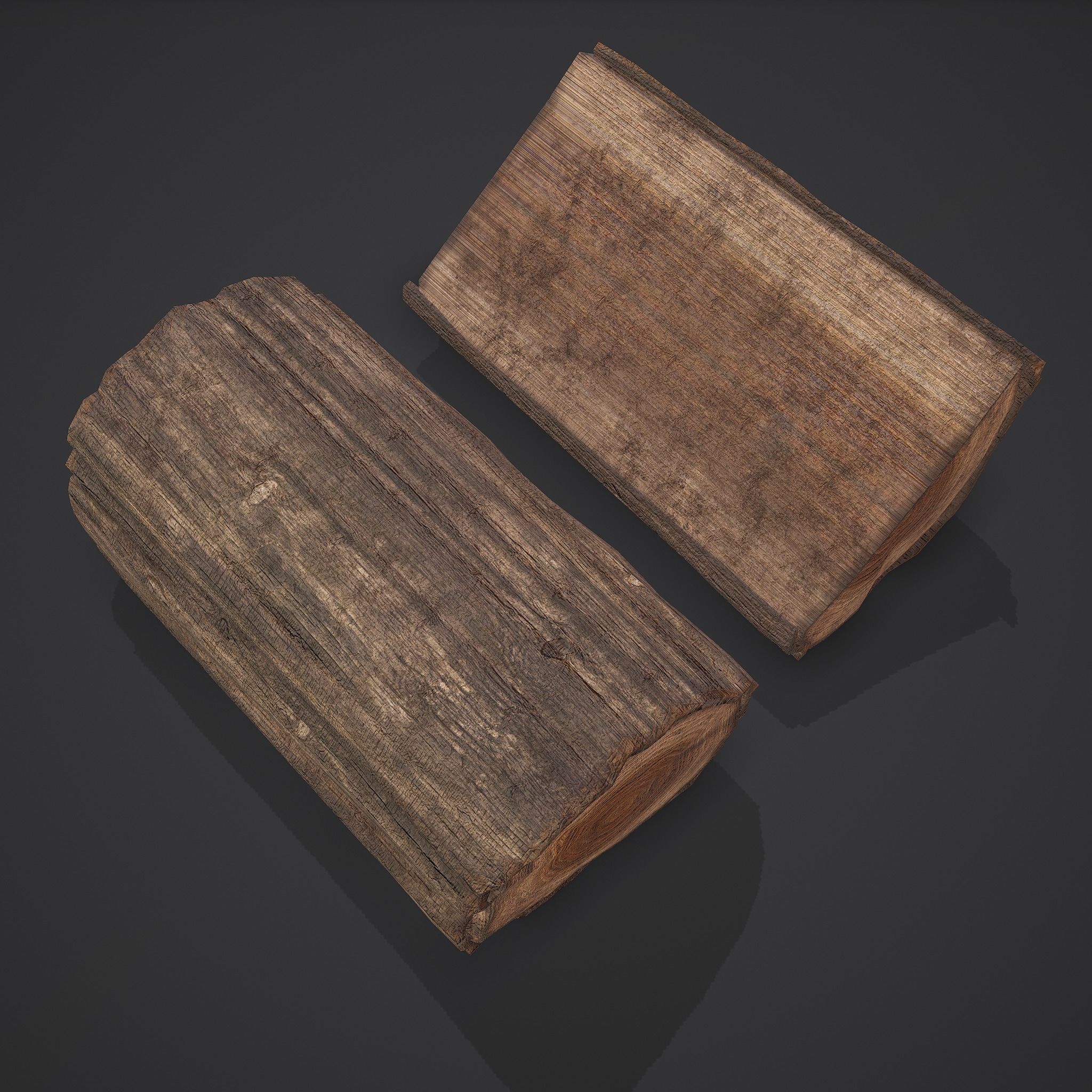 Wood Log Low-poly 3D model_14