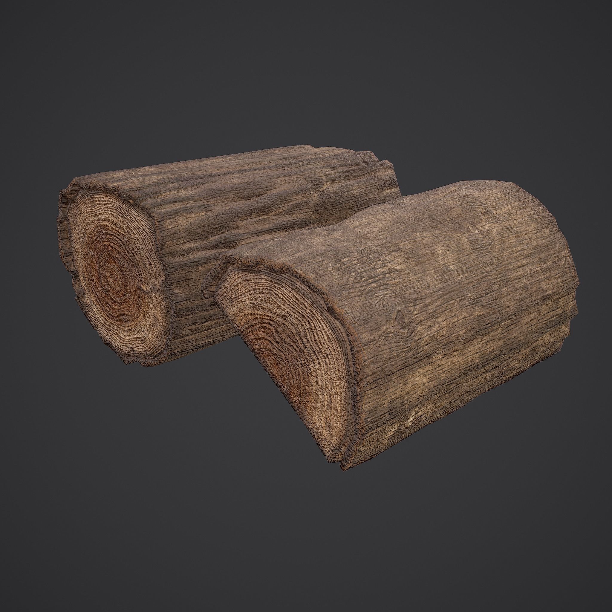 Wood Log Low-poly 3D model_12