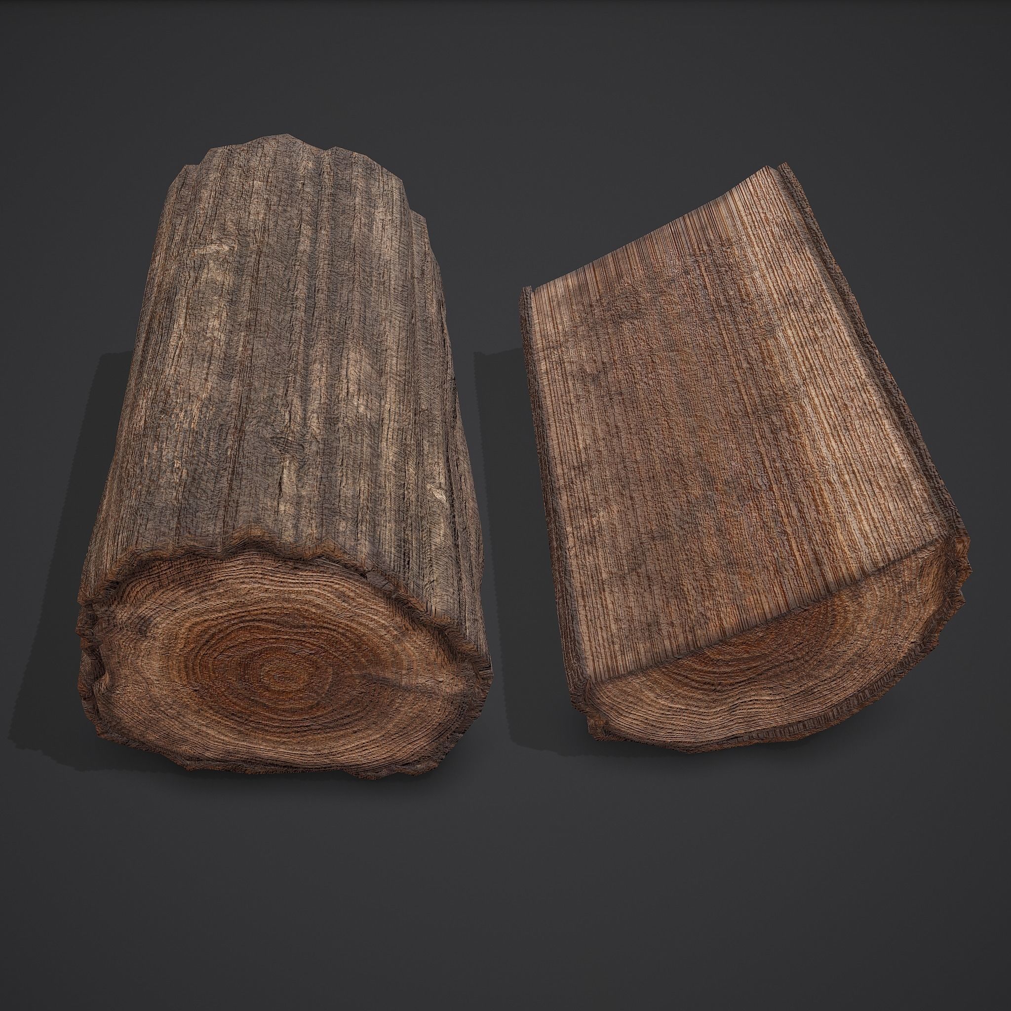 Wood Log Low-poly 3D model_6