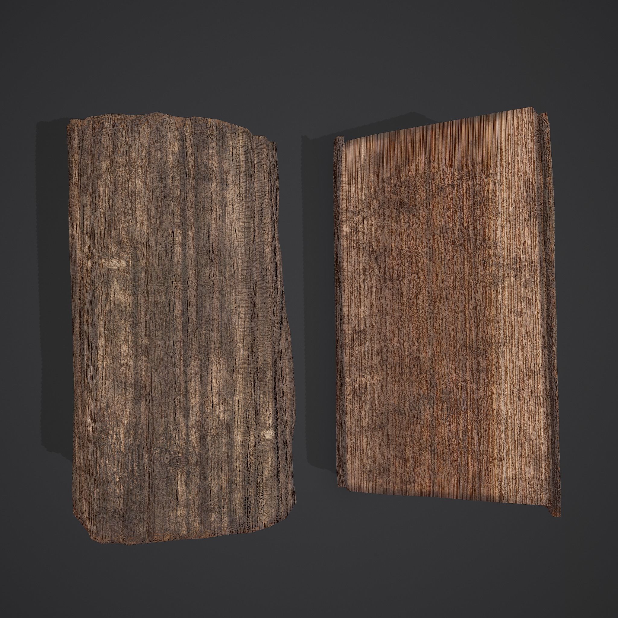 Wood Log Low-poly 3D model_7
