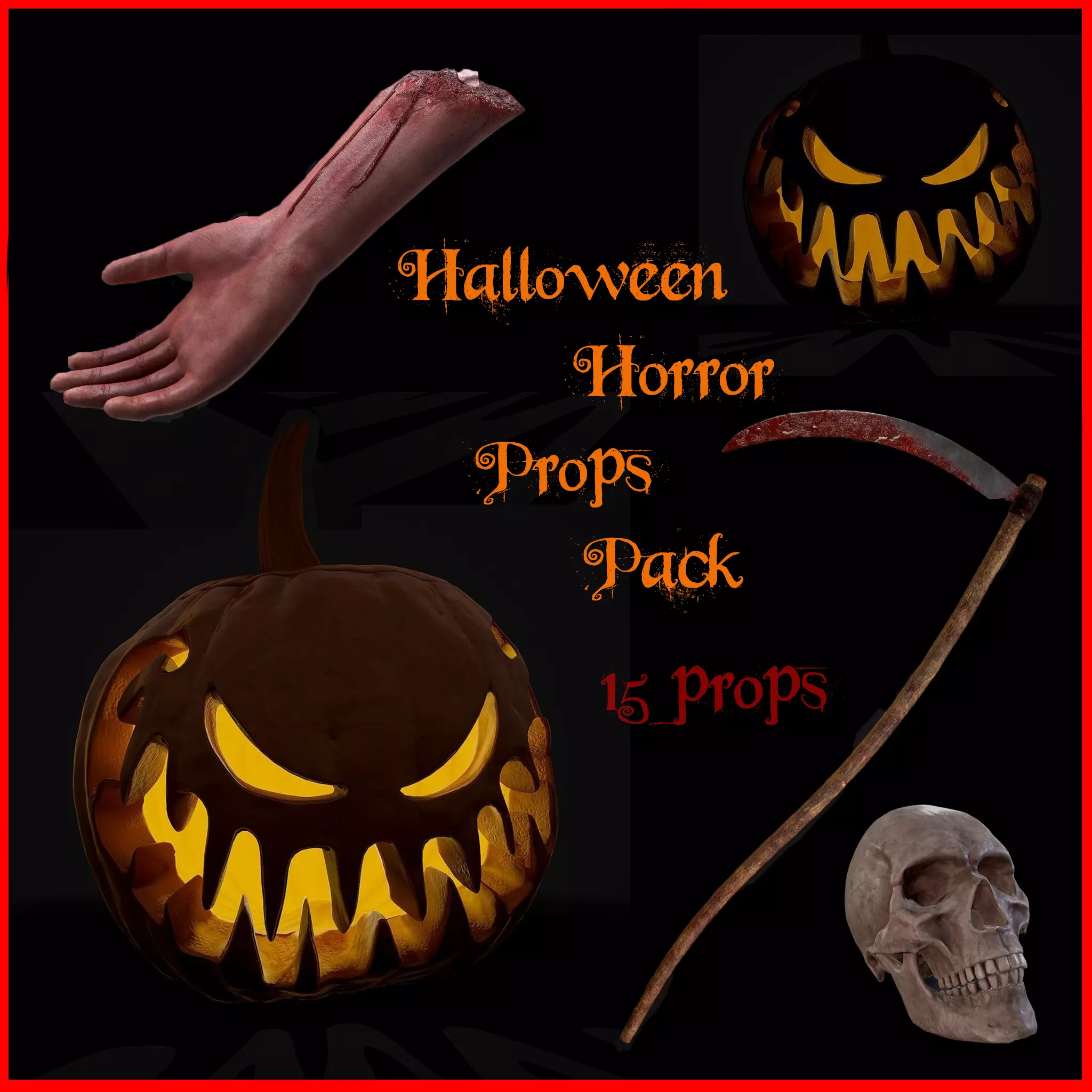 Halloween Horror Props Pack  3D Model Collection_0