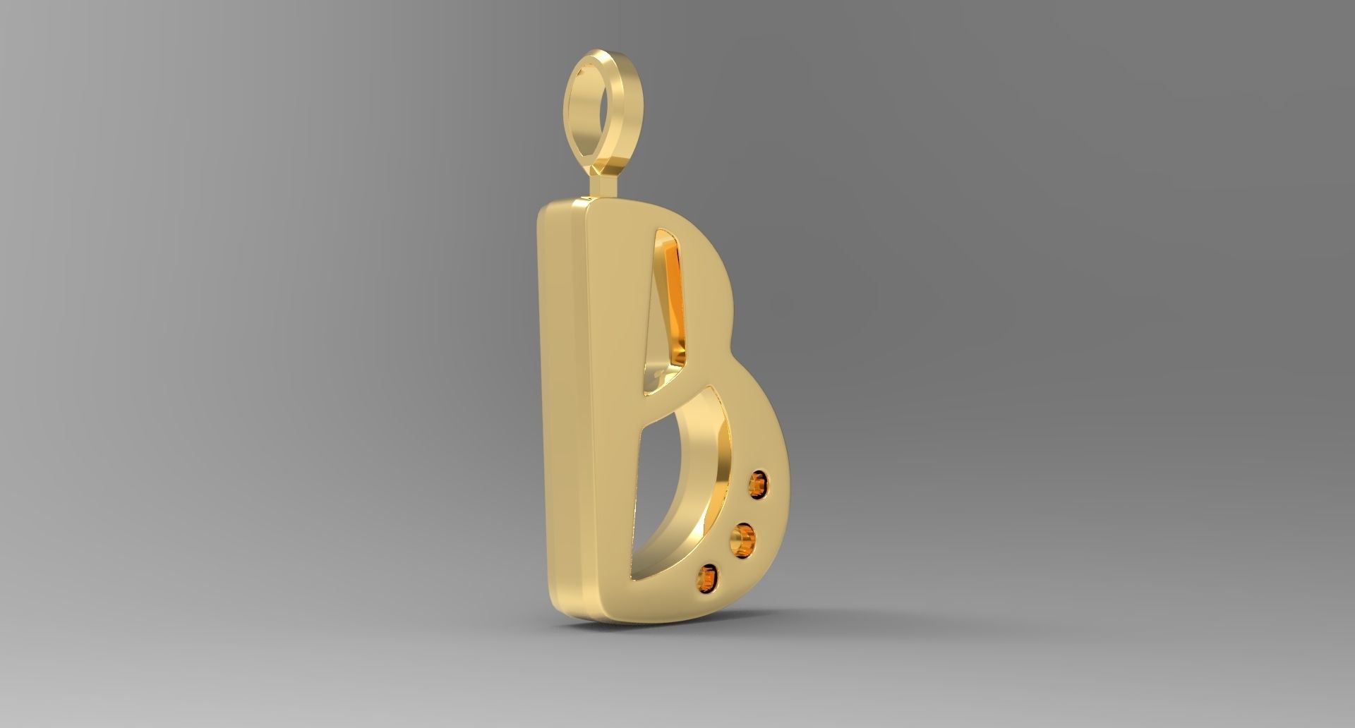 B Letter Pendant Gold 3D print model_3