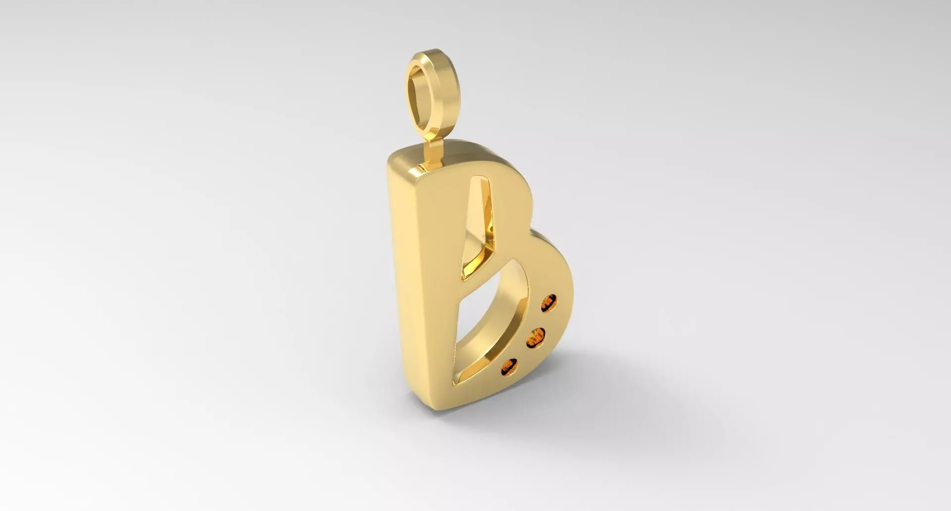 B Letter Pendant Gold 3D print model_0