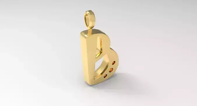 B Letter Pendant Gold 3D print model