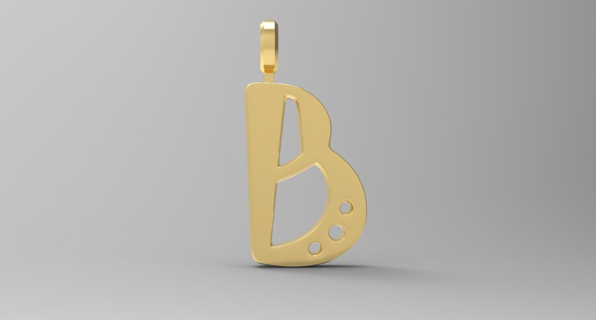 B Letter Pendant Gold 3D print model_1