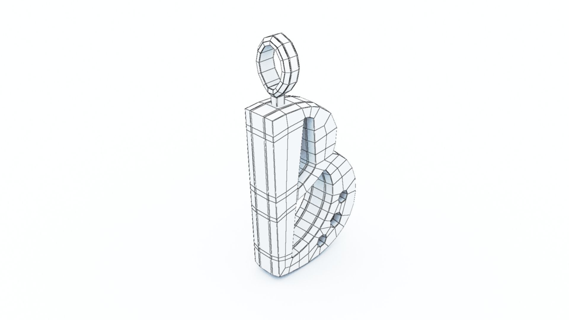 B Letter Pendant Gold 3D print model_8