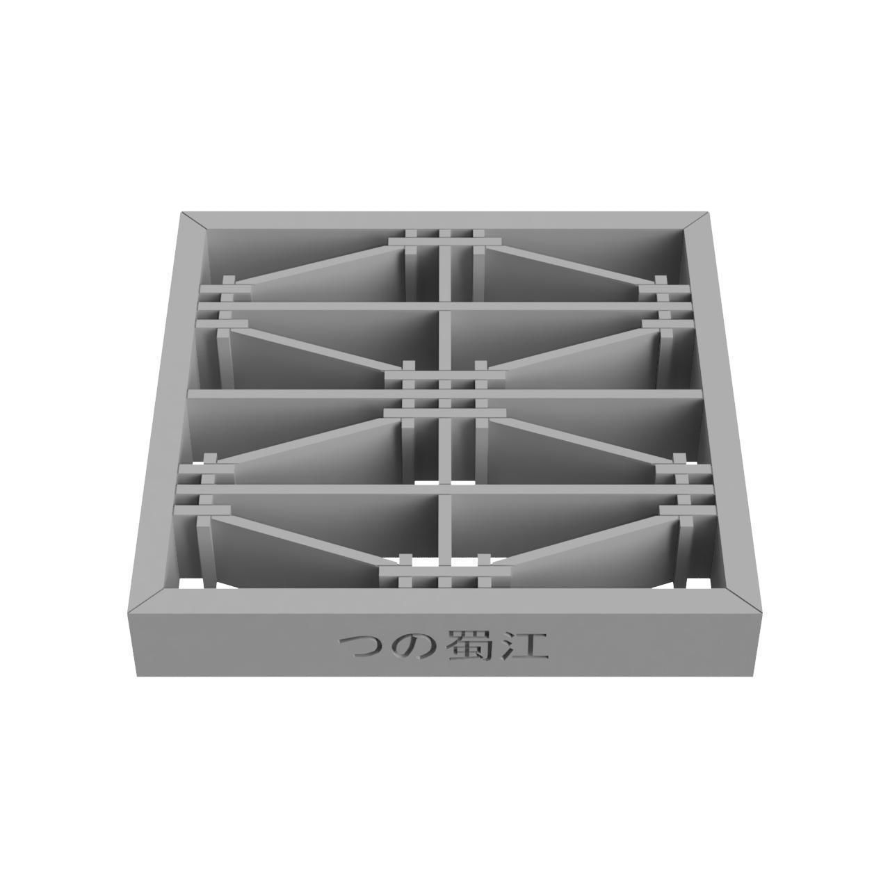 Tsunoshokko wooden frame with geometric design 3D print model_3