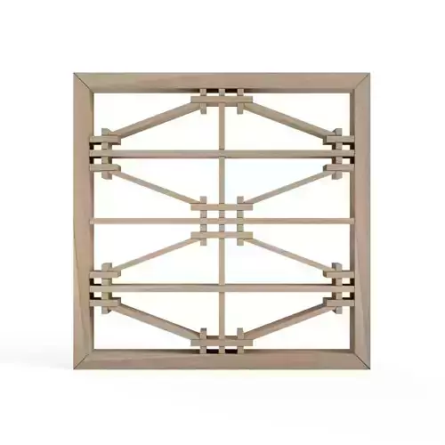 Tsunoshokko wooden frame with geometric design 3D print model