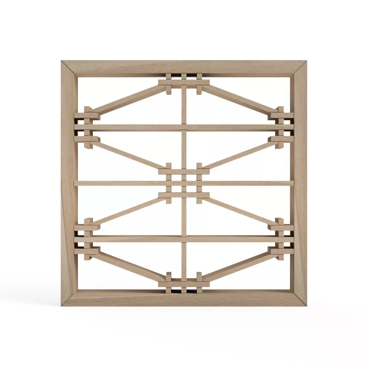 Tsunoshokko wooden frame with geometric design 3D print model_0