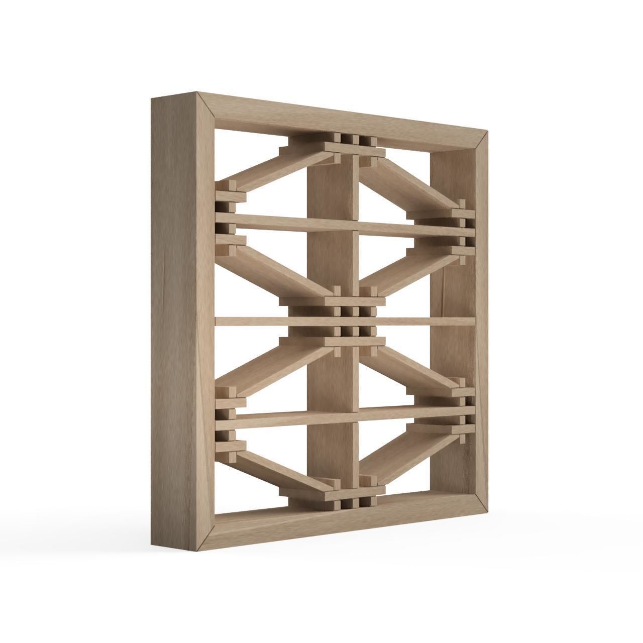 Tsunoshokko wooden frame with geometric design 3D print model_2