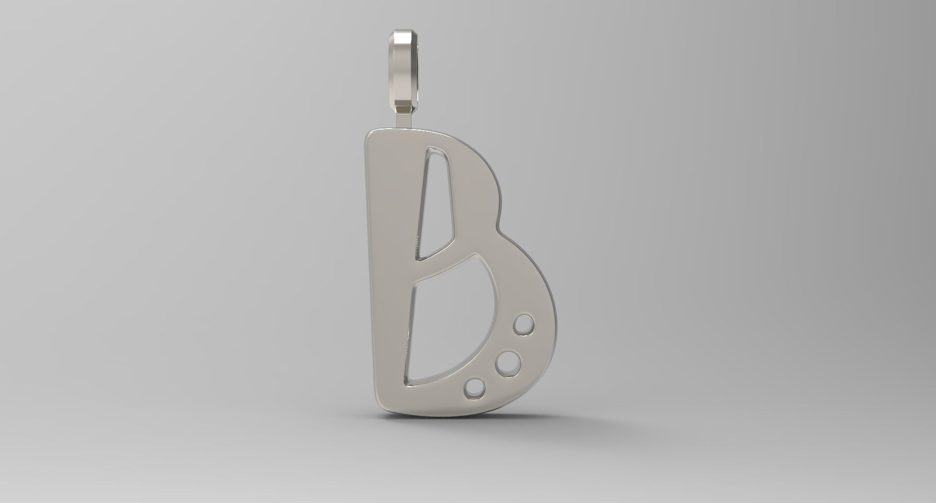 B Letter Pendant Platinum 3D print model_1