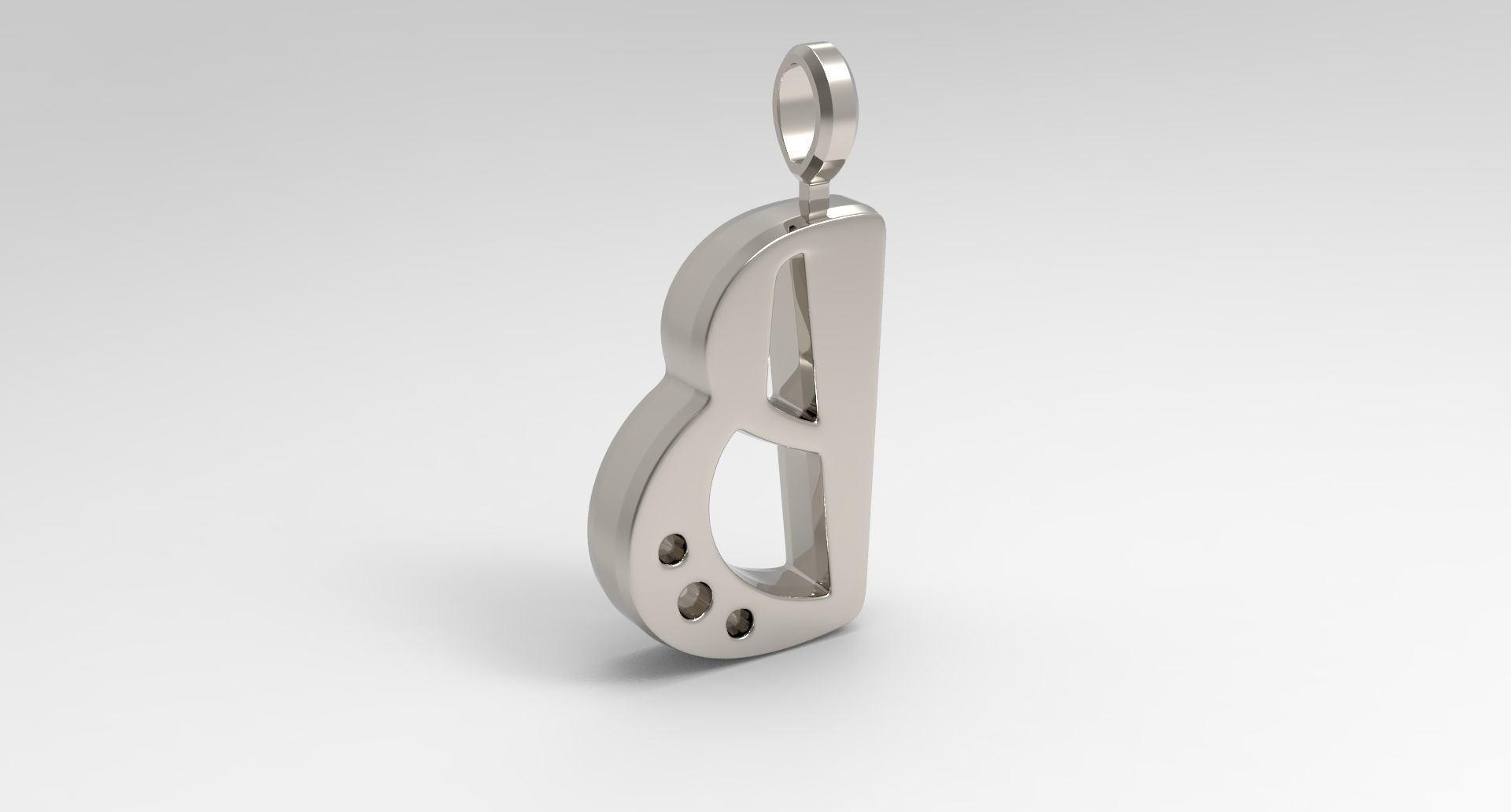 B Letter Pendant Platinum 3D print model_2