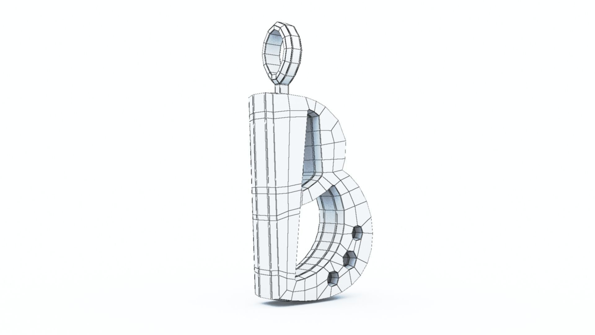 B Letter Pendant Platinum 3D print model_11