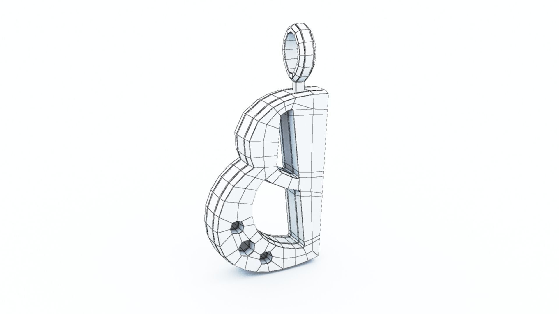 B Letter Pendant Platinum 3D print model_10