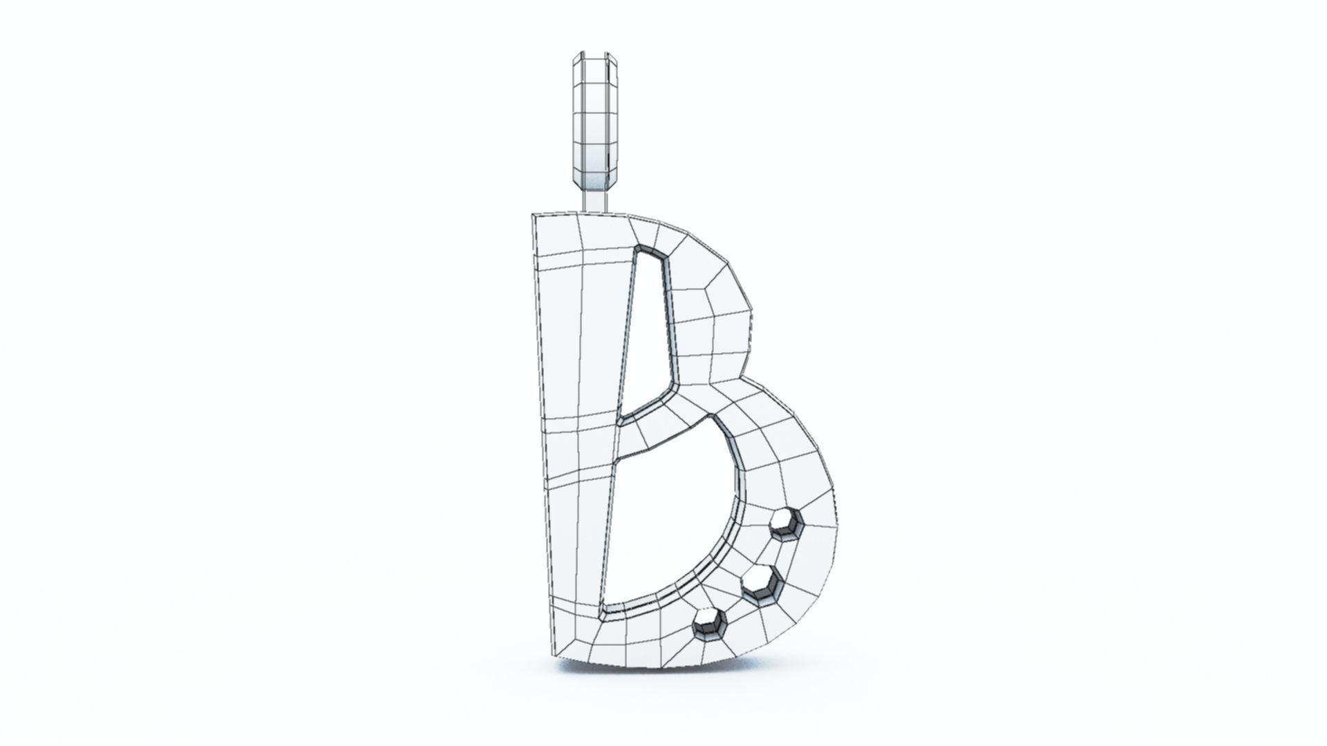 B Letter Pendant Platinum 3D print model_9