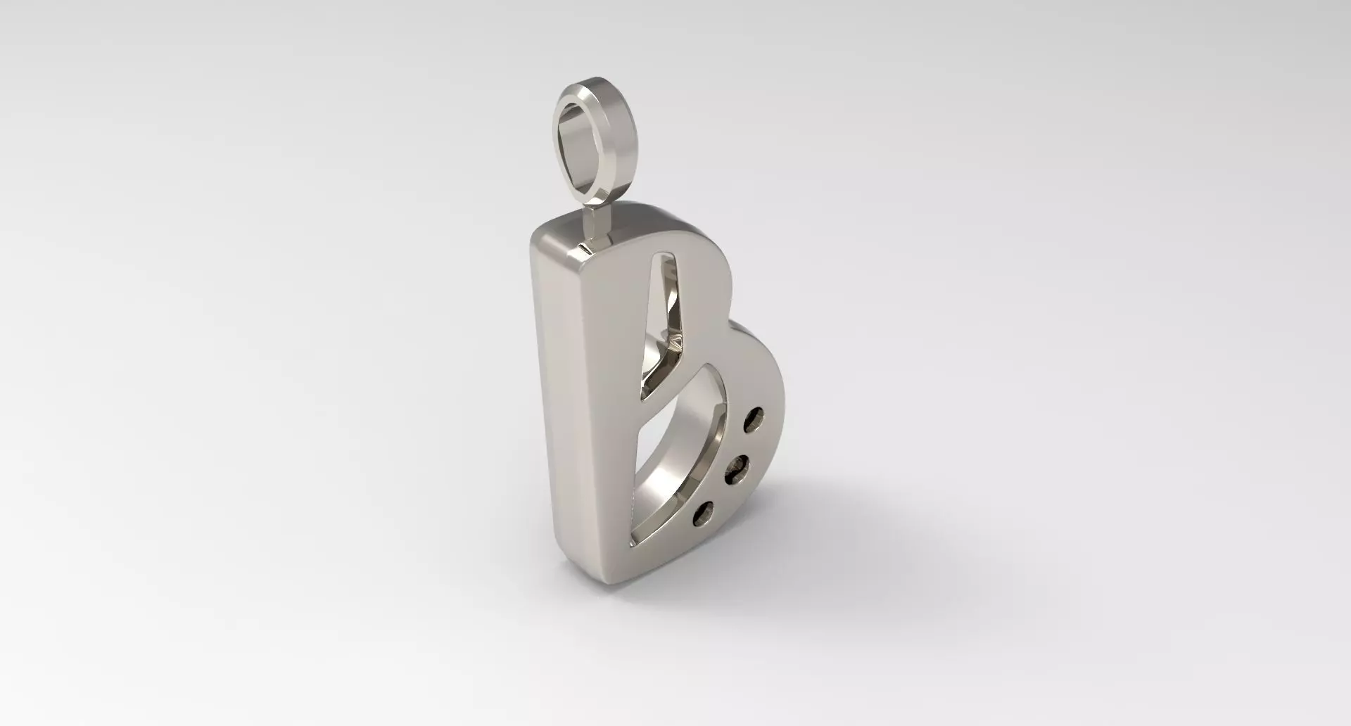 B Letter Pendant Platinum 3D print model_0